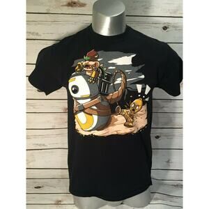 Star Wars Animated Cartoon Characters T Shirt M Medium Black Graphic